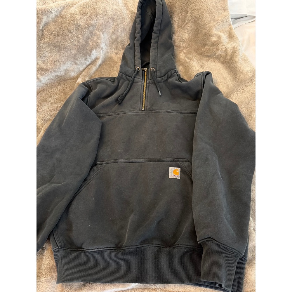 Carhartt Mens Loose Fit Quarter Zip Hoodie Black TS0617-M Small